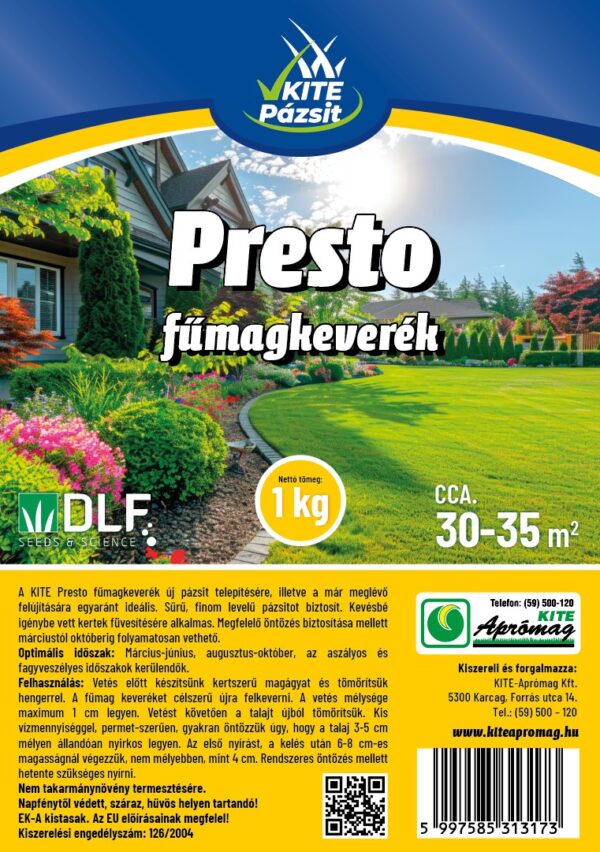 KITE Presto fűmagkeverék 1 kg tasakos